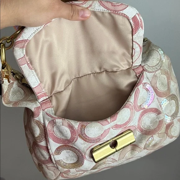 Coach Kristen Pink and Cream Sequin Shoulder Bag - Picture 9 of 15
